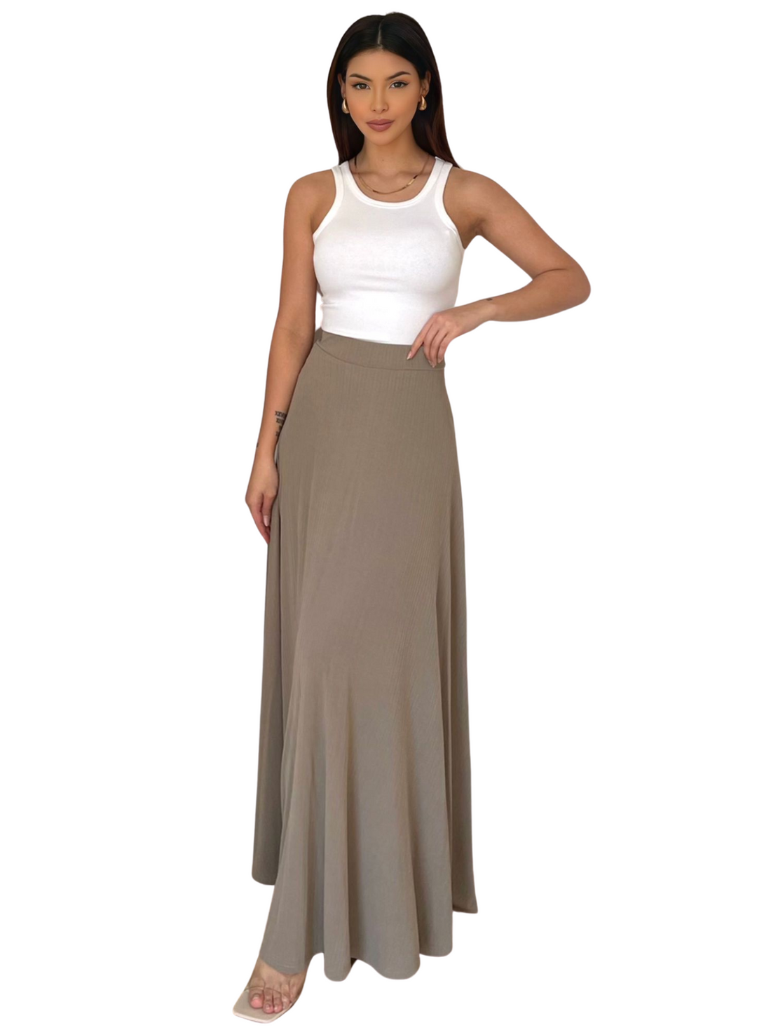 Ivy Skirt – rok voor dames in taupe of mint – foto 3