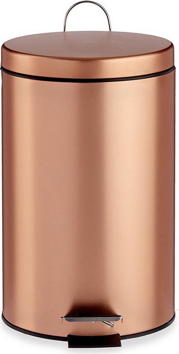 Pedal bin/waste bin metal 7 litre capacity copper colour 31 x 20 cm