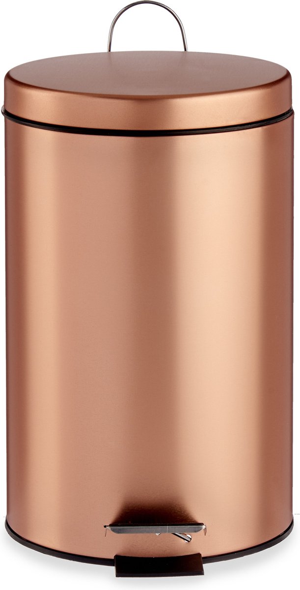 Pedal bin/waste bin metal 7 litre capacity copper colour 31 x 20 cm
