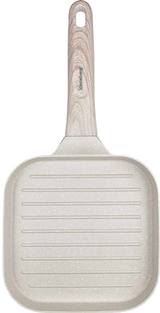 Klausberg 7812 grillpan – beige, houten handvat, 36 x 18 cm, ook voor inductie