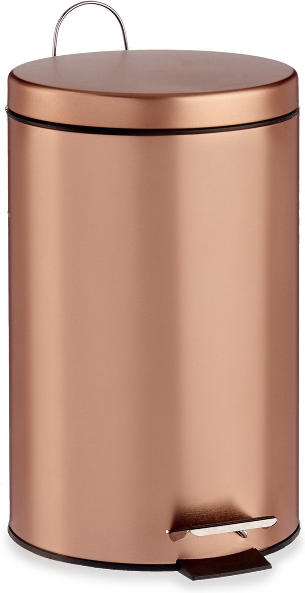 Pedal bin/waste bin metal 7 litre capacity copper colour 31 x 20 cm