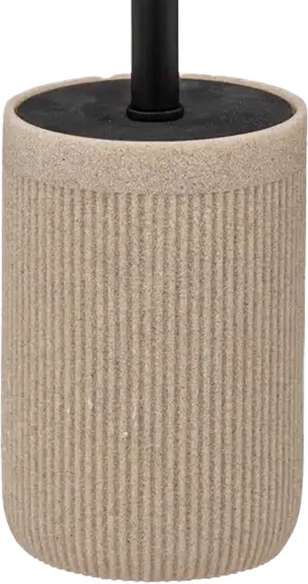 5Five Brosse de toilette avec support Onyx - beige / noir - polystone - 40 x 9 cm
