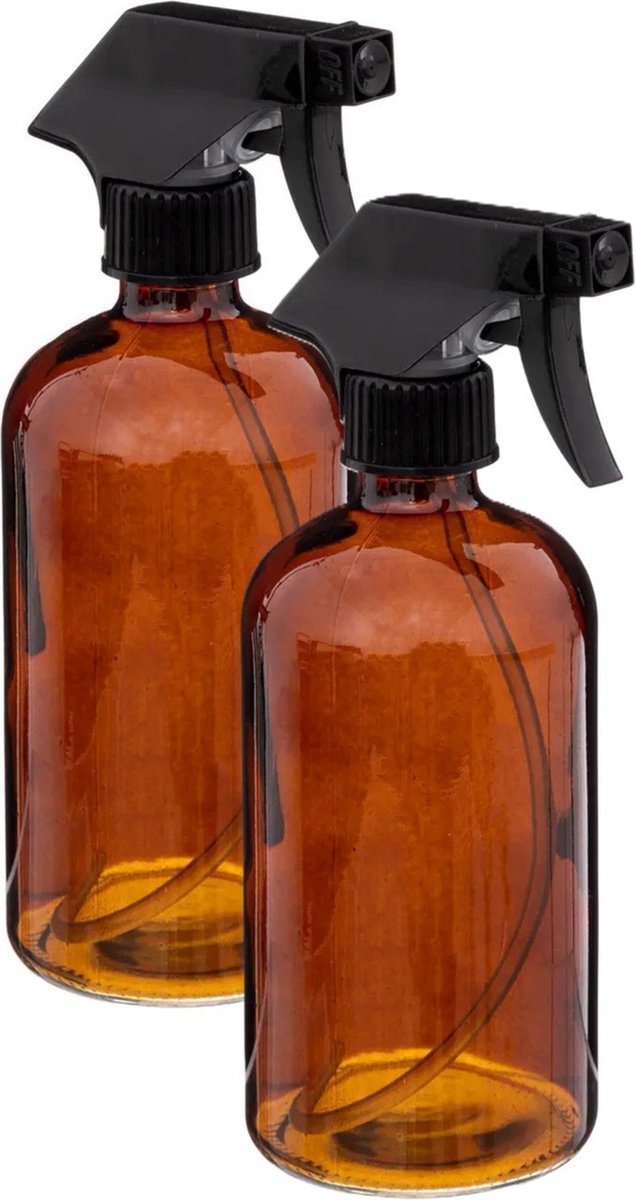5Five Vaporisateur pour plantes d'une contenance de 450 ml - 2x - verre - marron transparent - tête de pulvérisation - 21 cm