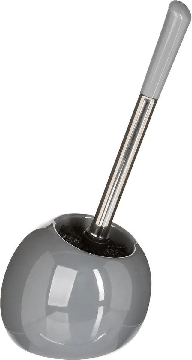 5Five wc-borstel met ronde keramieken houder – grijs glans, 36 cm hoog