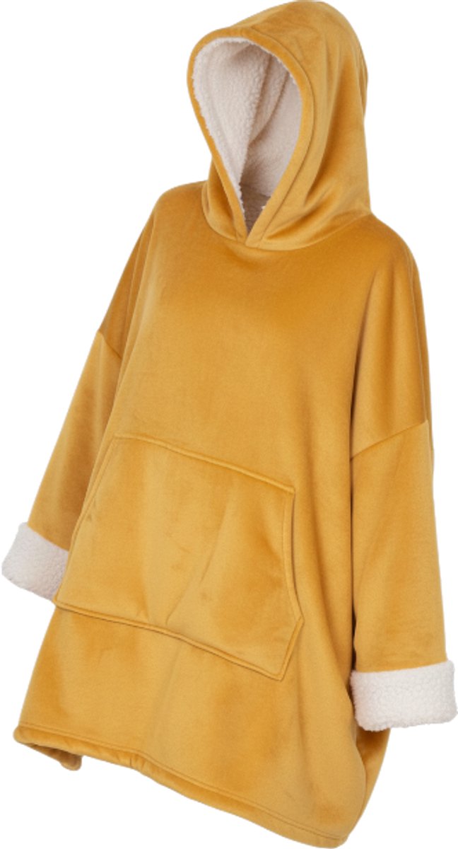 snuggle hoodie women - men - ochre yellow - teddy lining - fleece