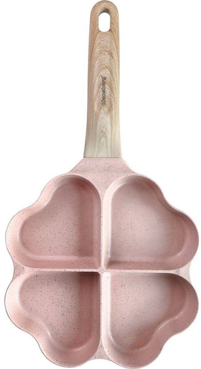 Klausberg 7820 eierpan met 4 hartvormige vakken – antiaanbaklaag, roze