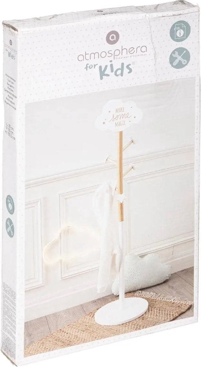 Atmosphera coat rack - beige / white - MDF wood - 5 hooks - 35 x 135 cm