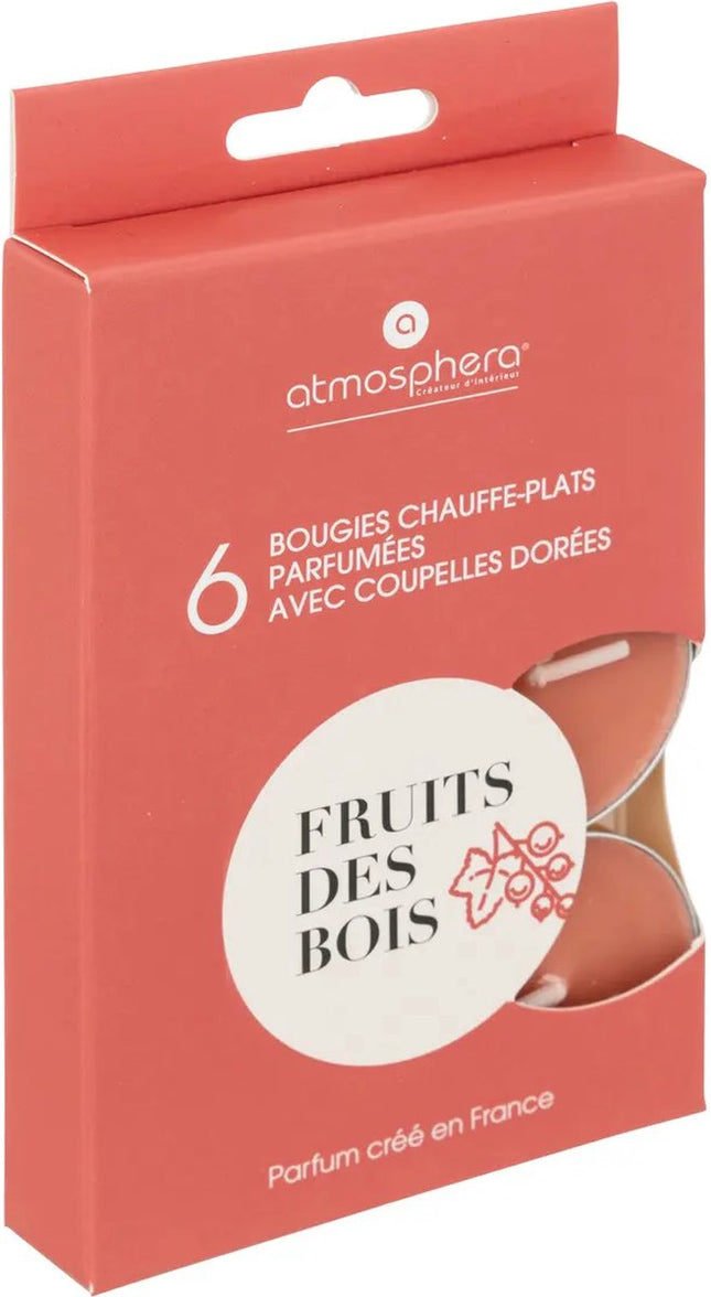 Atmosphera Créateur d'Intérieur - Duftteelichter - Duftkerzen - Teelichter - Duftteelichter - Scented Tealight Candles - Waldfrüchte - Fruits des bois - 1 Packung mit 6 Teelichtern