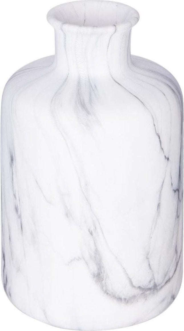Deco vaas Marble in marmerlook – witte keramische vaas, handgemaakt, 17,5 cm