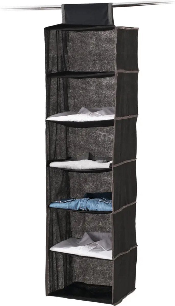 5Five hangende kast organizer zwart – 6 vakken, 30 x 30 x 120 cm