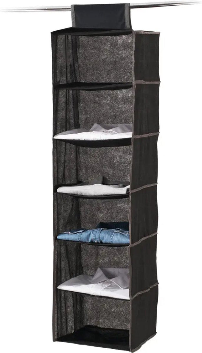 5Five hangende kast organizer zwart – 6 vakken, 30 x 30 x 120 cm