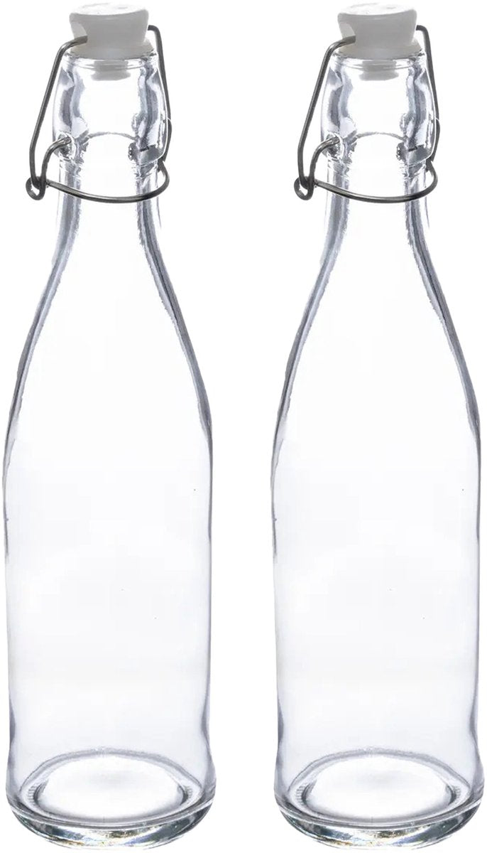 5Five Swing-top bottle/mason jar - 2x - glass - transparent - airtight - 0.5 litre - water bottle - lemonade