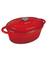 Kinghoff 1612 - gusseiserner Bräter - oval - 33 cm - 6,2 L - rot - emailliert