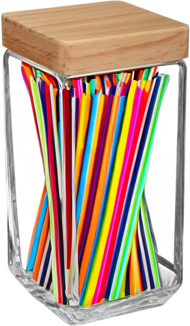 5Five voorraadbus/voorraadpot 2 liter – glas met houten deksel, luchtdicht