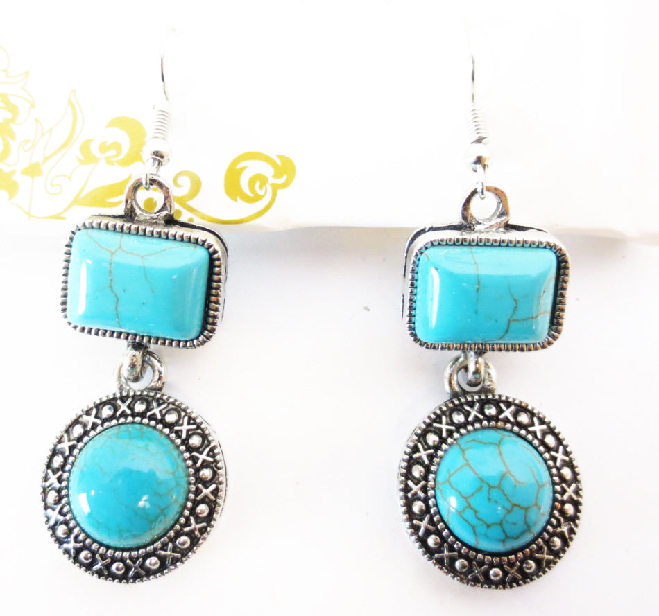 Ensemble collier et boucles d'oreilles turquoise