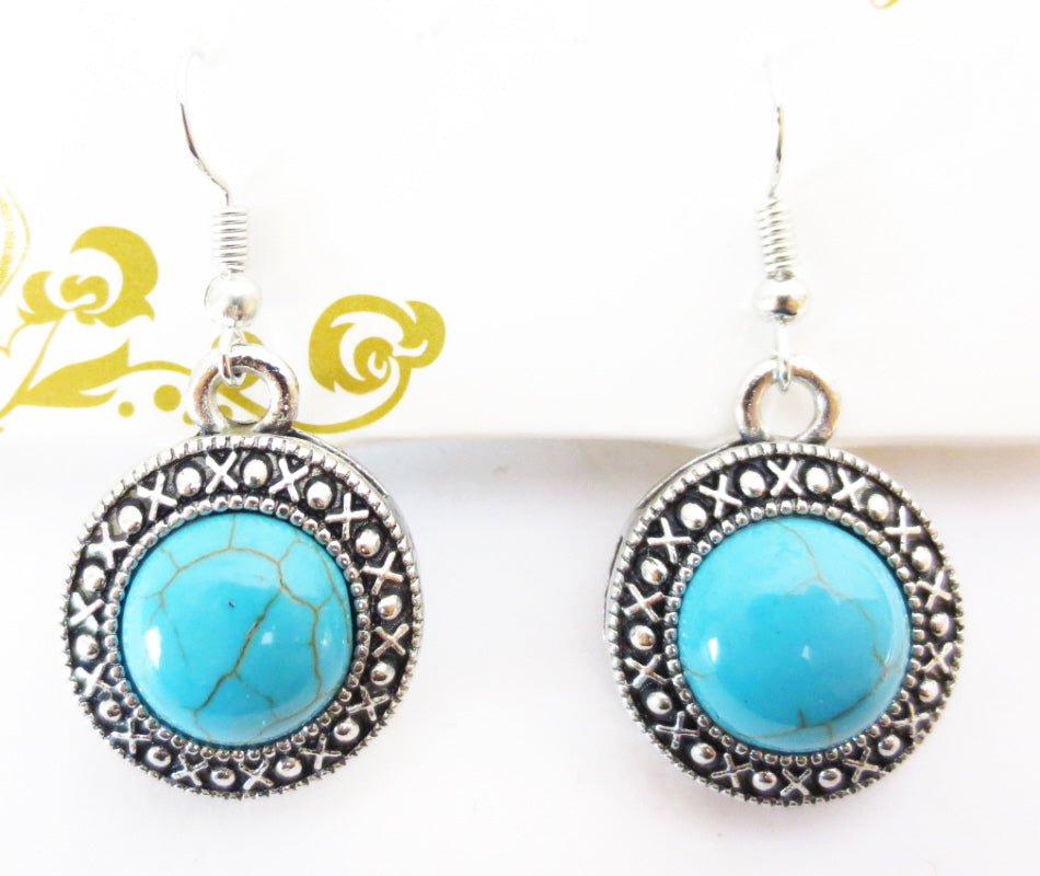 Ensemble turquoise collier et boucles d'oreilles