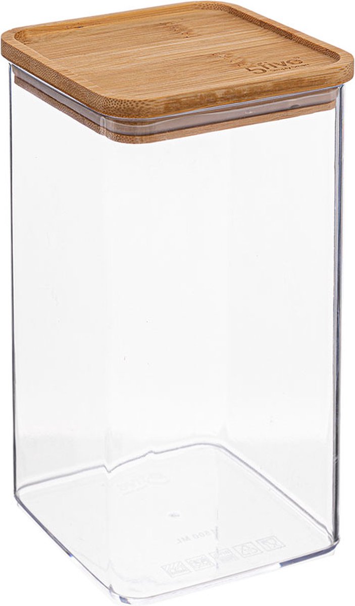 5Five - Keuken voorraadpot - Berlino - kunststof / bamboe - 1000 ml