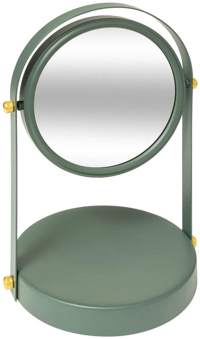 5Five Make-up mirror with stand - 18 x 26 cm - metal - ficus green - bathroom / dressing table - rotatable
