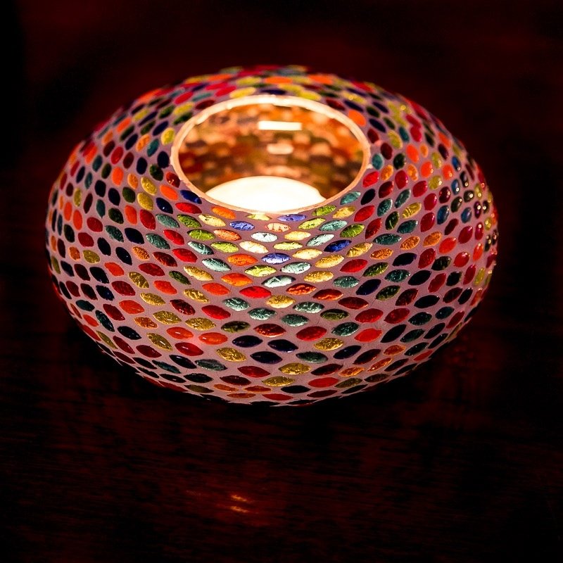 photophore mosaïque oriental multicolore - ovni