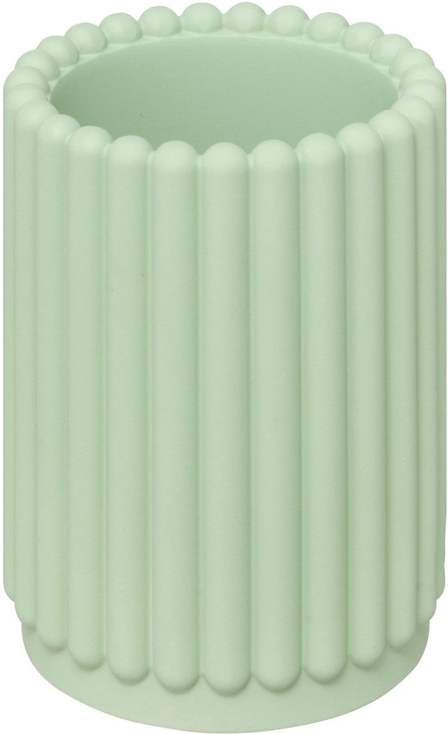 5Five Pot à brosses à dents - Cannelé - Ø8xH11cm - Vert