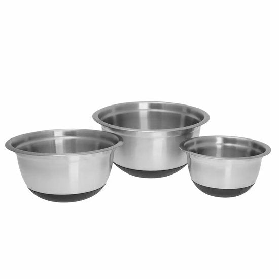 Klausberg KB7388 RVS Mengkom Set - 3-deligs (1,6 L, 3L & 5L) - Antislip Silicone Basis - Stapelbaar - Moderne Satijn Afwerking