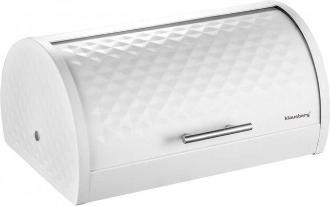 Steel bread bin - white - diamond