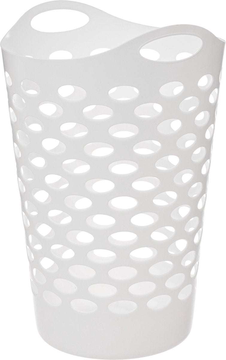 5Five Flexibler Wäschekorb/Aufbewahrungskorb - rund - weiß - 75 Liter - D41 x H66 cm