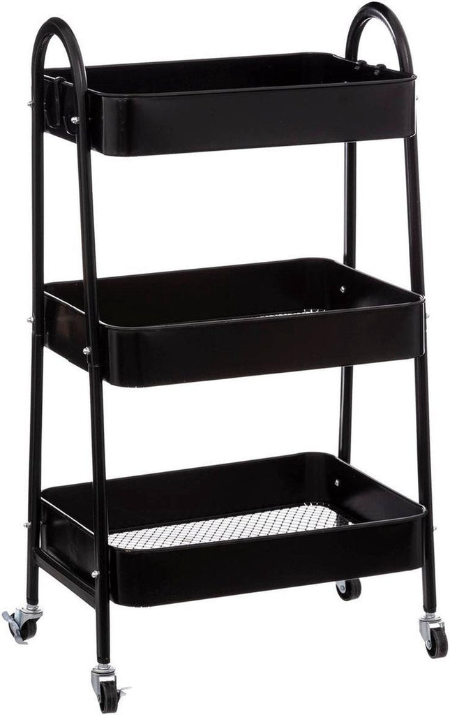 5Five Kitchen trolley / cabinet - black - metal - 78 x 44 x 32 cm - 3 levels - wire baskets