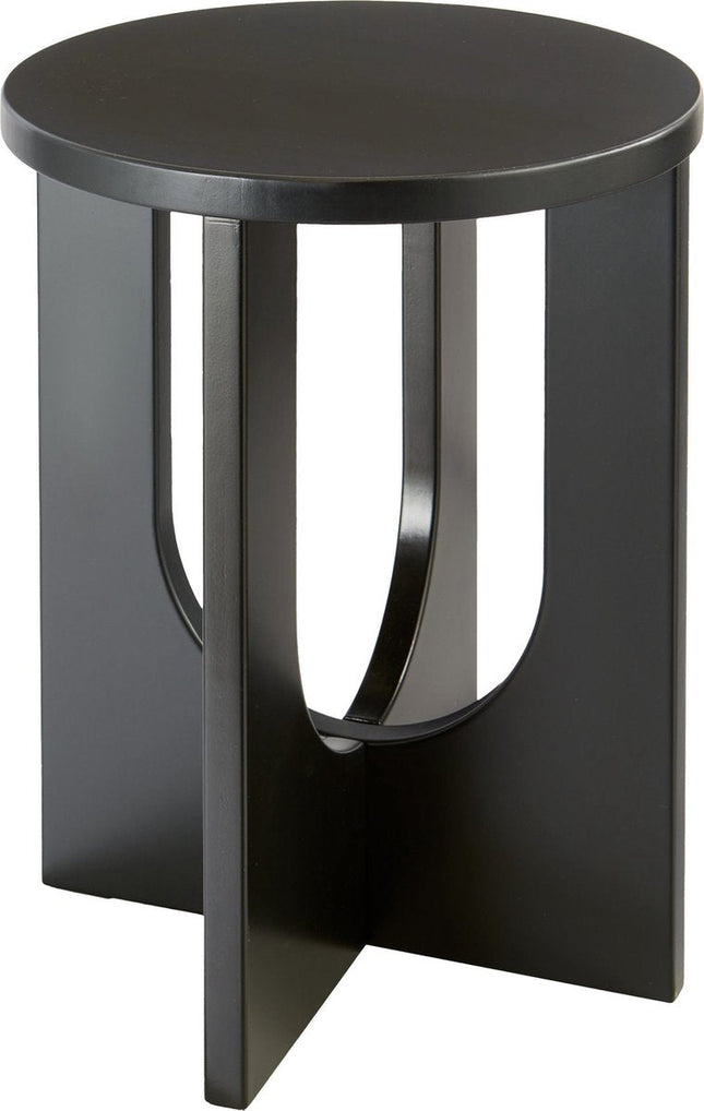 Atmosphera Bijzettafel / salontafel Bloom - zwart - MDF hout - rond - Planten verhoger