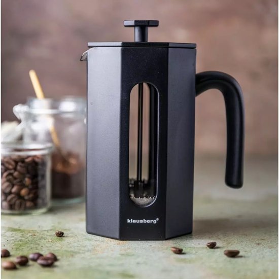 Klausberg KB7678 Piston Coffee & Tea Brewer - 0,80 L - RVS & Boro-glas - Octagonaal Design - Veilig & Afwasmachinebestendig