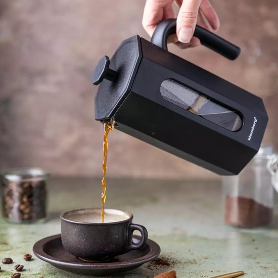 Klausberg KB7678 Piston Coffee & Tea Brewer - 0,80 L - RVS & Boro-glas - Octagonaal Design - Veilig & Afwasmachinebestendig
