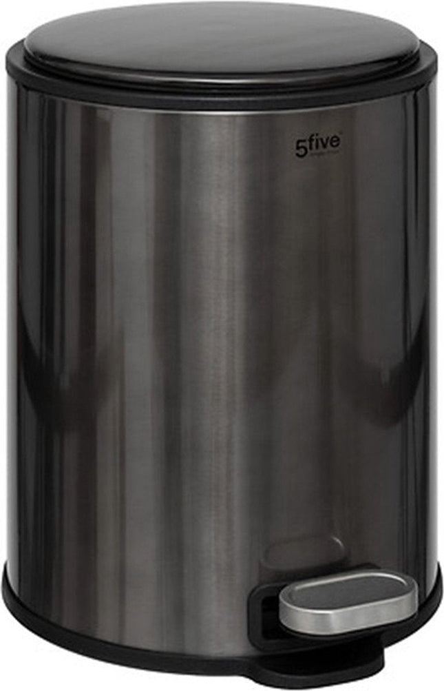 5Five Delta Pedal Bin - titanium - metal - 6 liters - 26 x 21 x 30 cm - kitchen waste bin