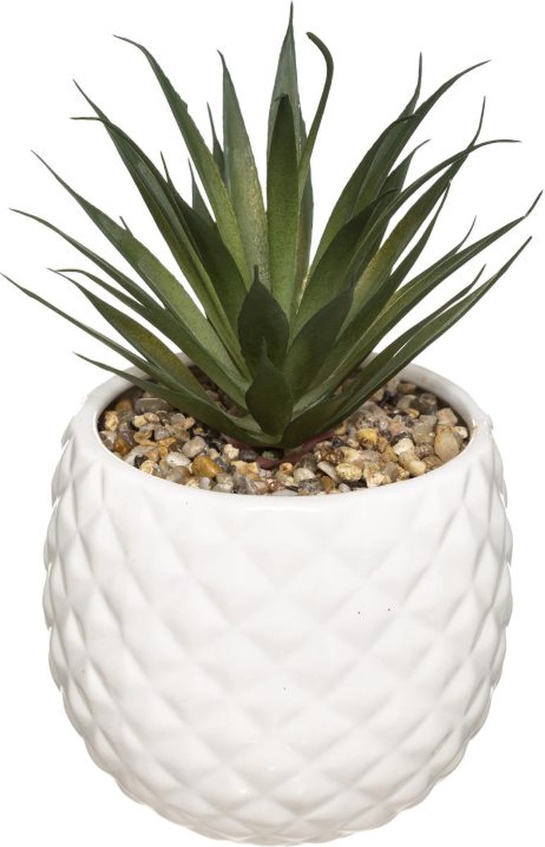 Artificial Plant in White Pineapple Pot – H21 cm