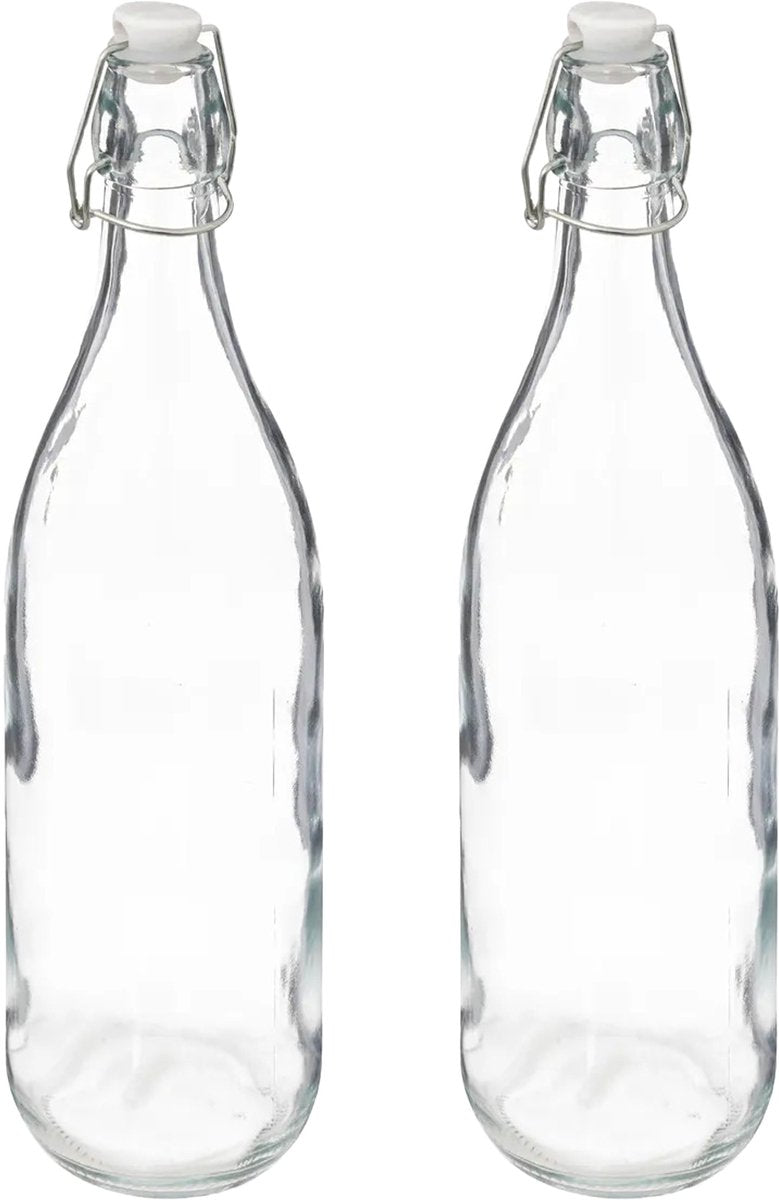 5Five Swing-top bottle/mason jar - 2x - glass - transparent - airtight - 1 liter - water bottle - lemonade