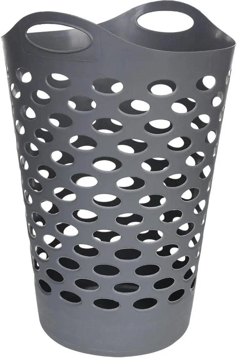5Five Flexible laundry basket/storage basket - round - grey - 60 litres - D41 x H66 cm