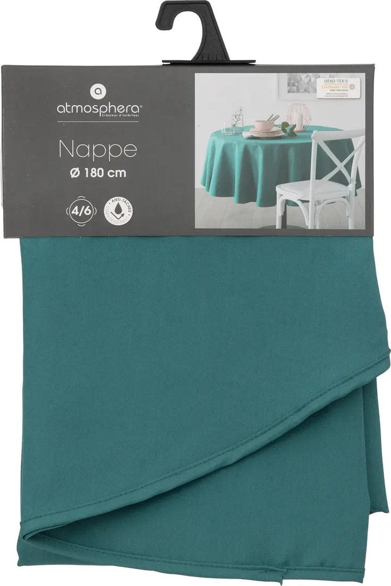 Atmosphera Round Tablecloth - petrol blue - Dia 180 cm - Dining table tablecloths - polyester