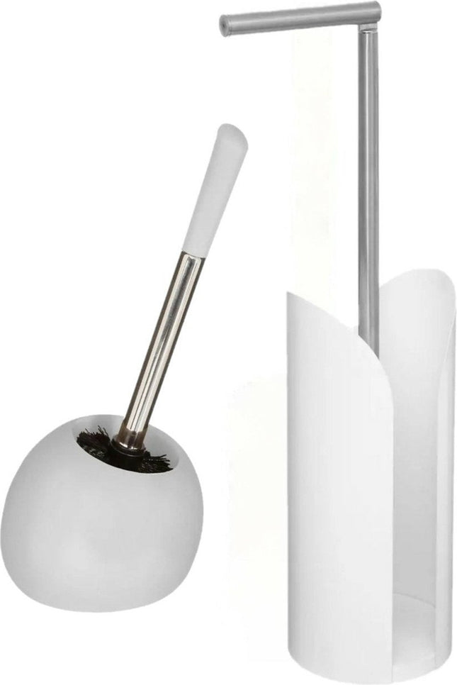 5Five - WC-Bürsten- und Toilettenpapierhalter-Set in Weiß