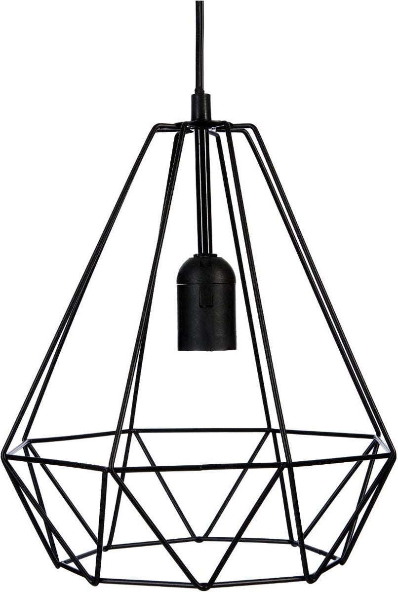 Zwarte metalen hanglamp met draad - D 25 cm