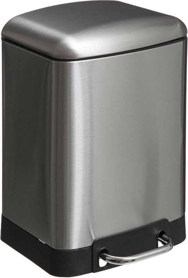 5Five - Poubelle - Poubelle à pédale - 6L - Silencieuse - Inox