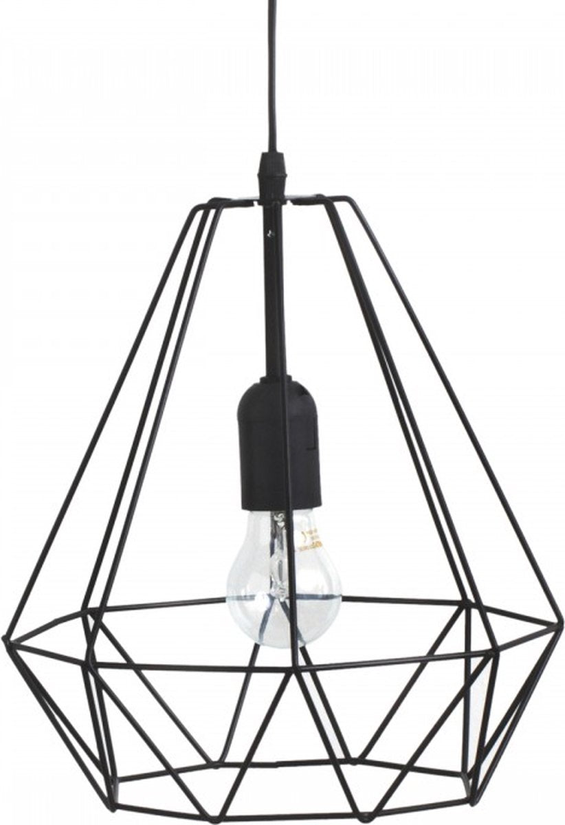 Zwarte metalen hanglamp met draad - D 25 cm