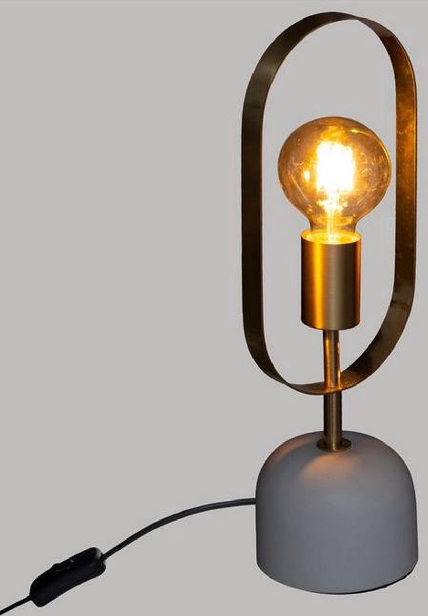 Table lamp gold-colored with white marble-look base height 44 cm