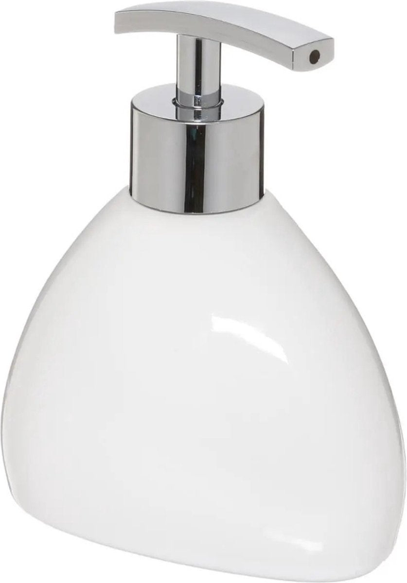 5Five zeepdispenser van keramiek – wit zeeppompje, 300 ml