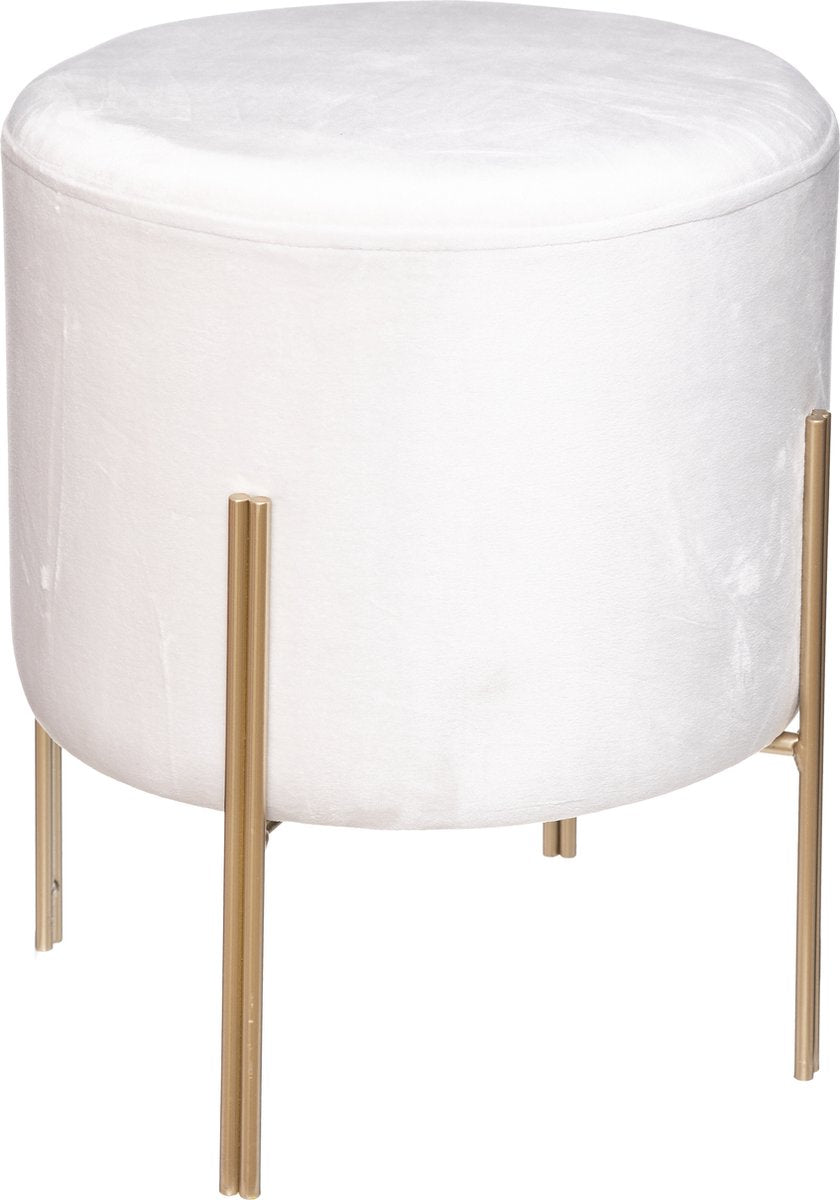 Atmosphera velvet poef met gouden poten – fluwelen woonkruk, 40 cm hoog