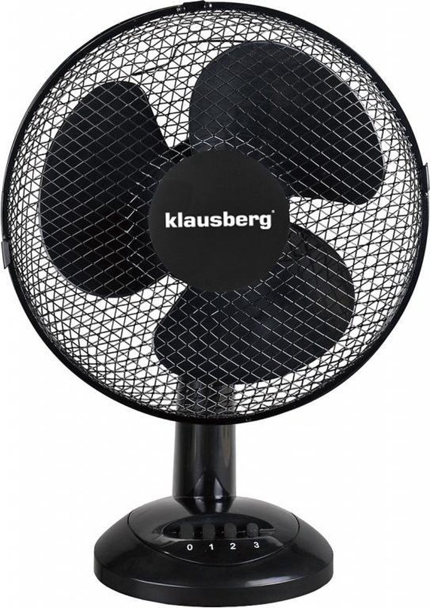 Klausberg 7474 tafelventilator 30 cm – zwart, 3 snelheden, zwenkfunctie
