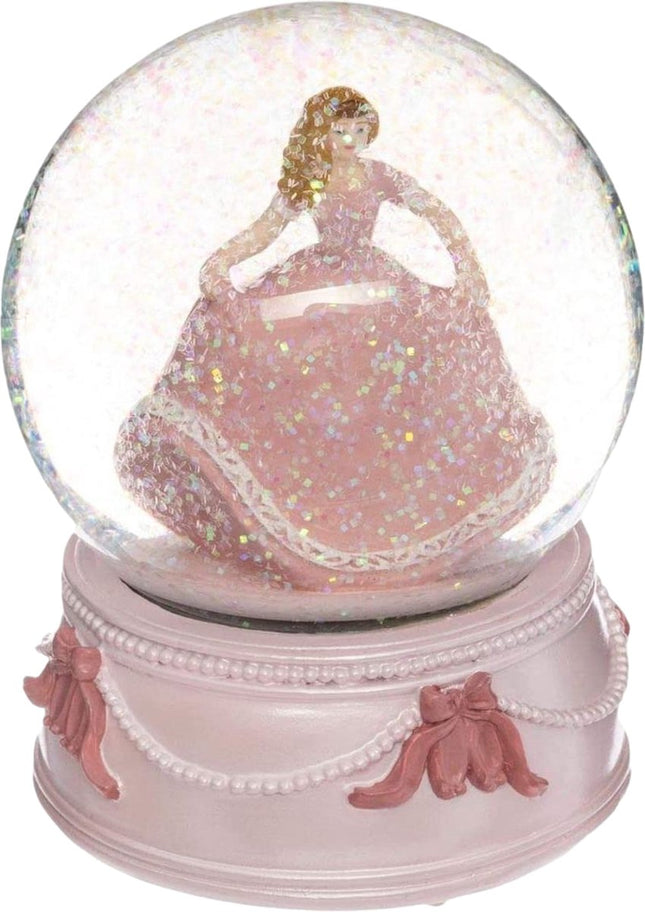 Sneeuwbol met muziek 'Prinses' – roze, met glittersneeuw, 14 x 14 x 10 cm