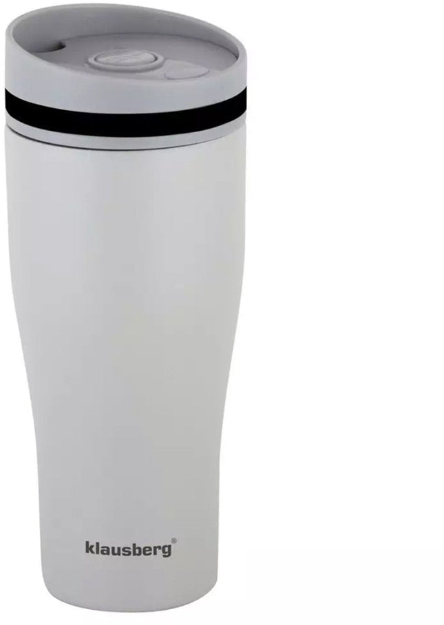 Klausberg thermosbeker 380 ml KB-7620 – rvs, klikdeksel, beige-grijs