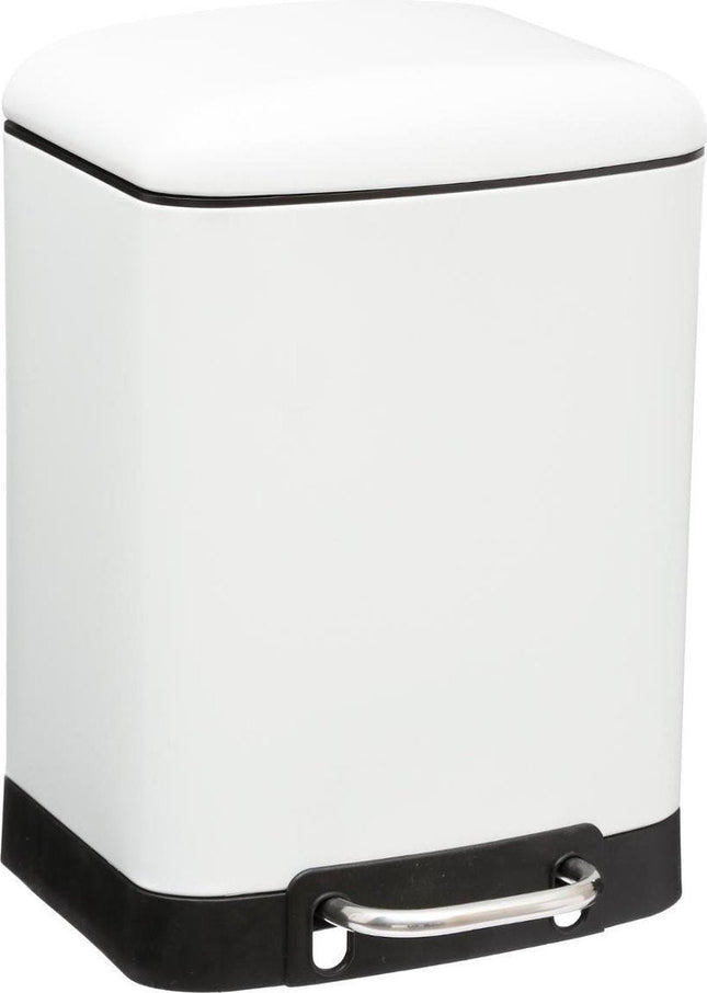 5Five - Waste bin - Trash can - 6L - Pedal bin - Silent - White