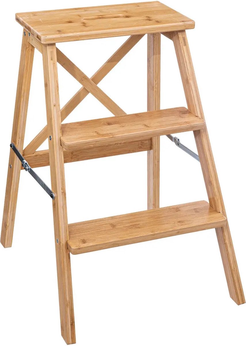 5Five Bamboo Step Ladder / Stool / Step - 3 Tiers