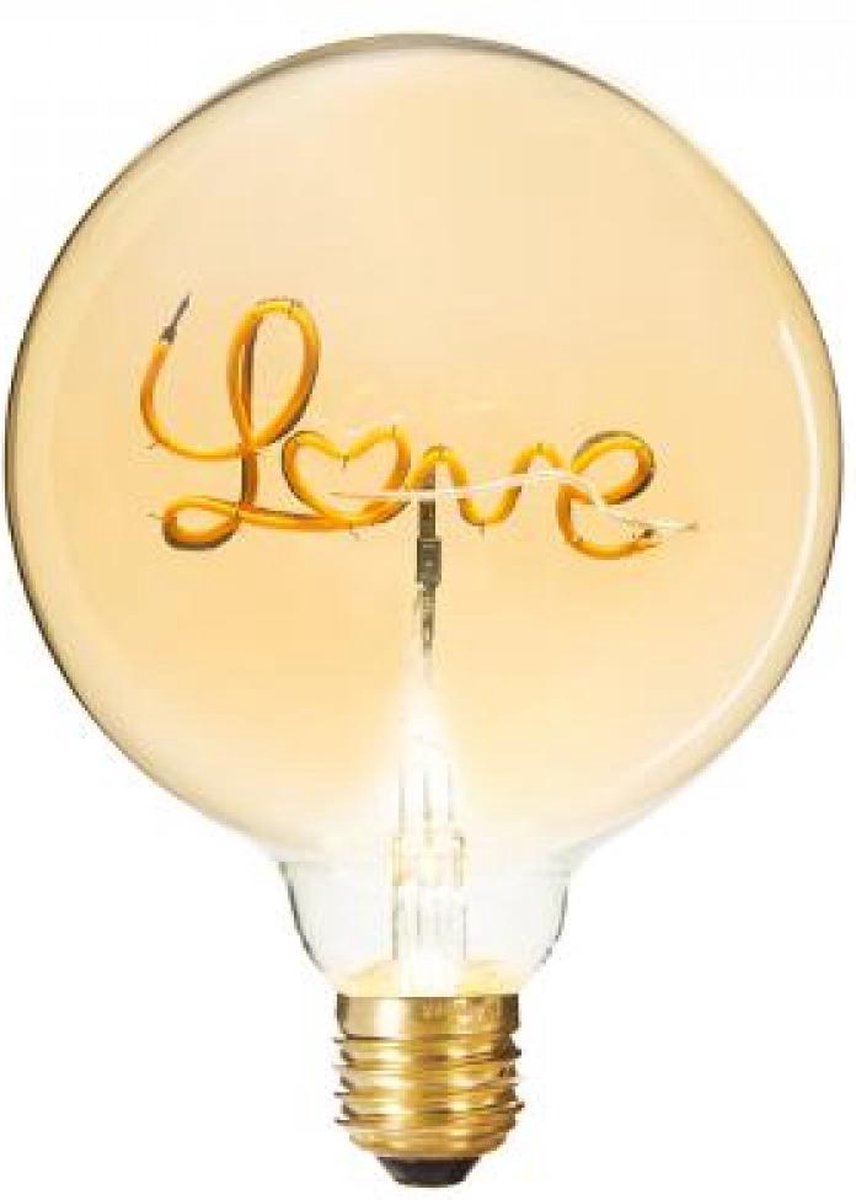 Ledlamp LOVE – grote bolvormige glazen LED-lamp met gloeidraad, E27