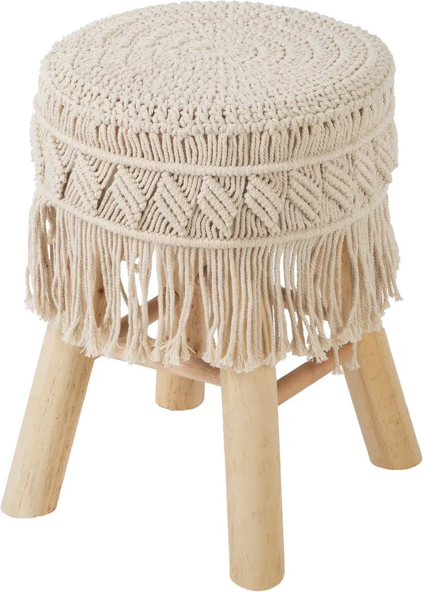 Tabouret macramé bohème 32 x 42